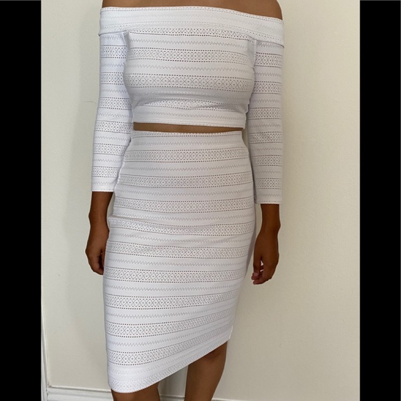 BCBGMaxAzria Dresses & Skirts - BCBG Off the shoulder crop top and pencil skirt